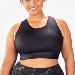 No Bounce Fabletics Sports Bra in Black Shine
